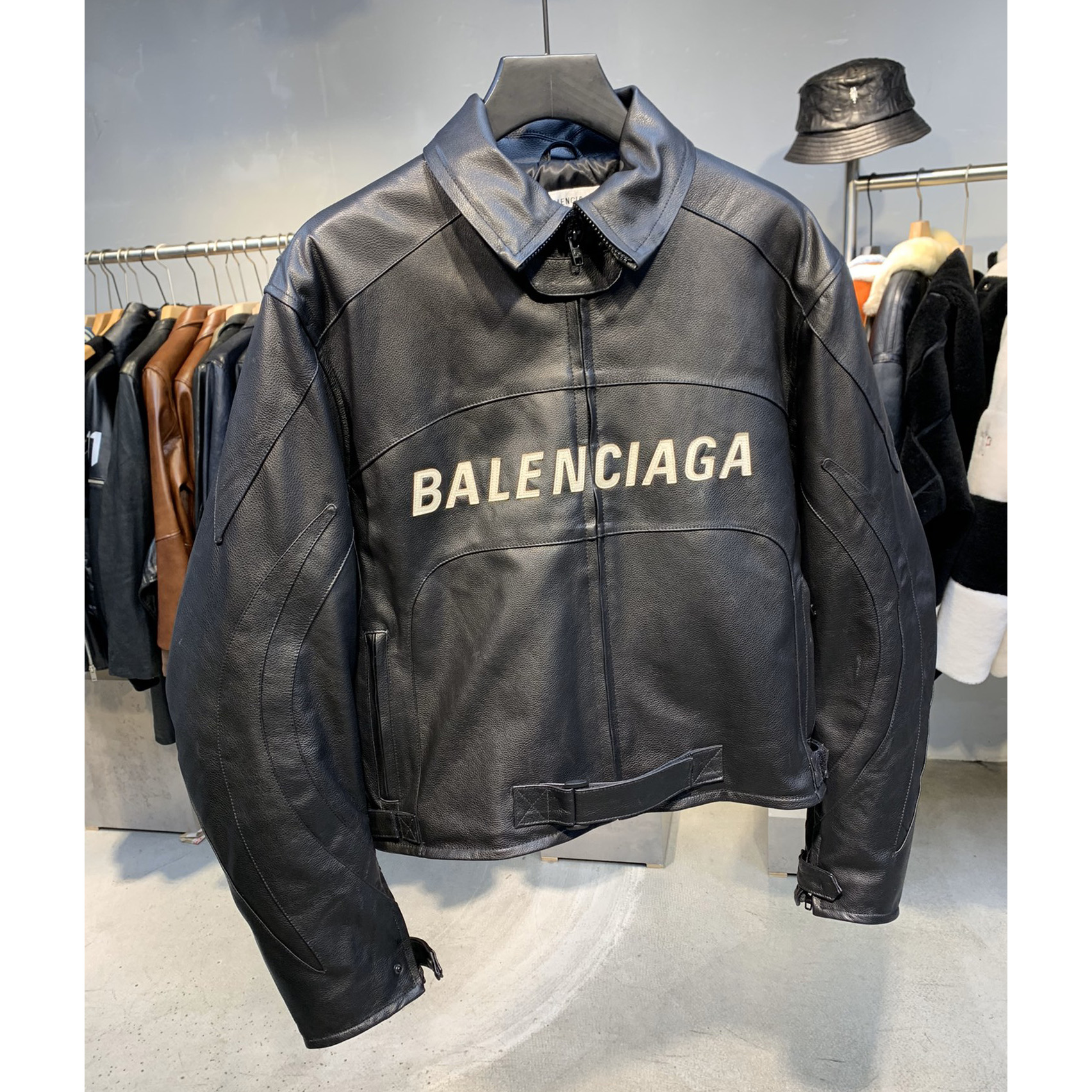 Balenciaga Upcycled Biker Jacket In Black Calfskin - FashionPlug