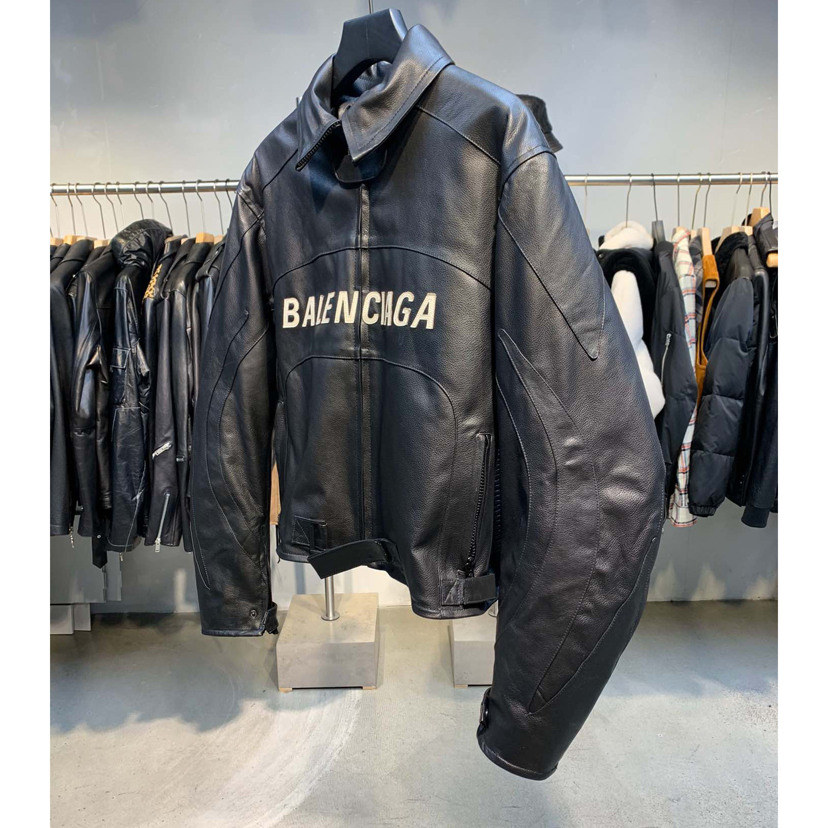 Balenciaga Upcycled Biker Jacket In Black Calfskin - FashionPlug