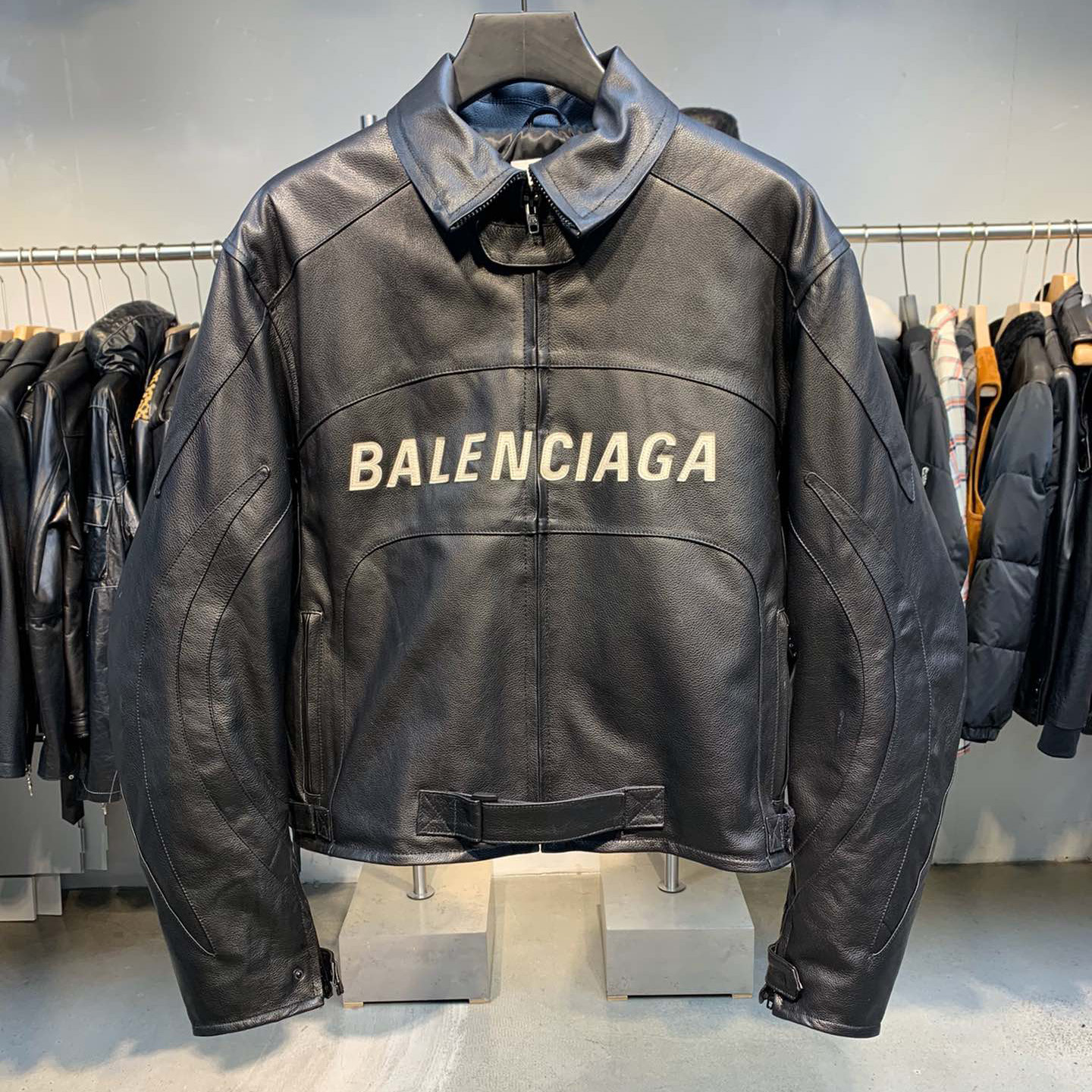 Balenciaga Upcycled Biker Jacket In Black Calfskin - FashionPlug