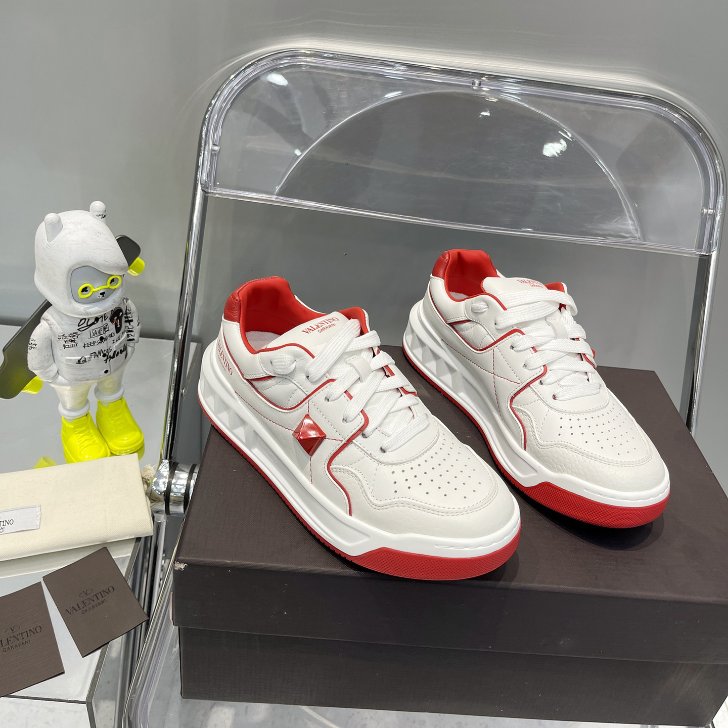 Valenti One Stud Low-Top Calfskin Sneaker - FashionPlug
