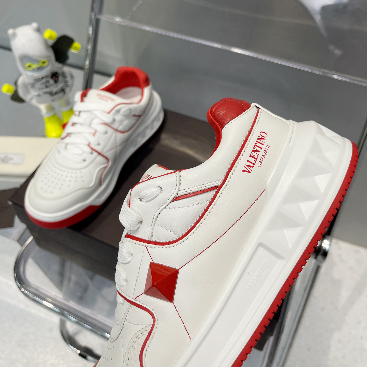Valenti One Stud Low-Top Calfskin Sneaker - FashionPlug