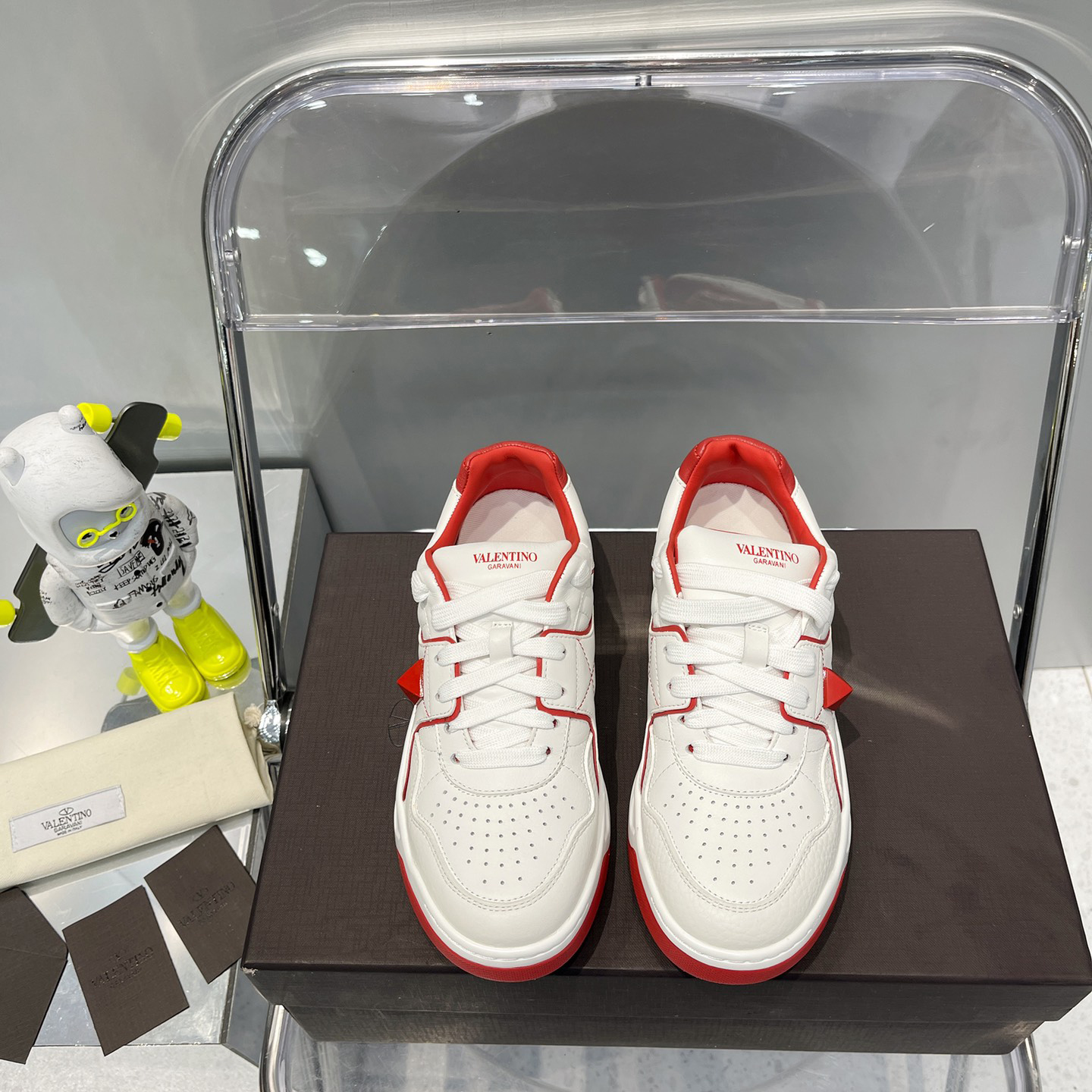 Valenti One Stud Low-Top Calfskin Sneaker - FashionPlug