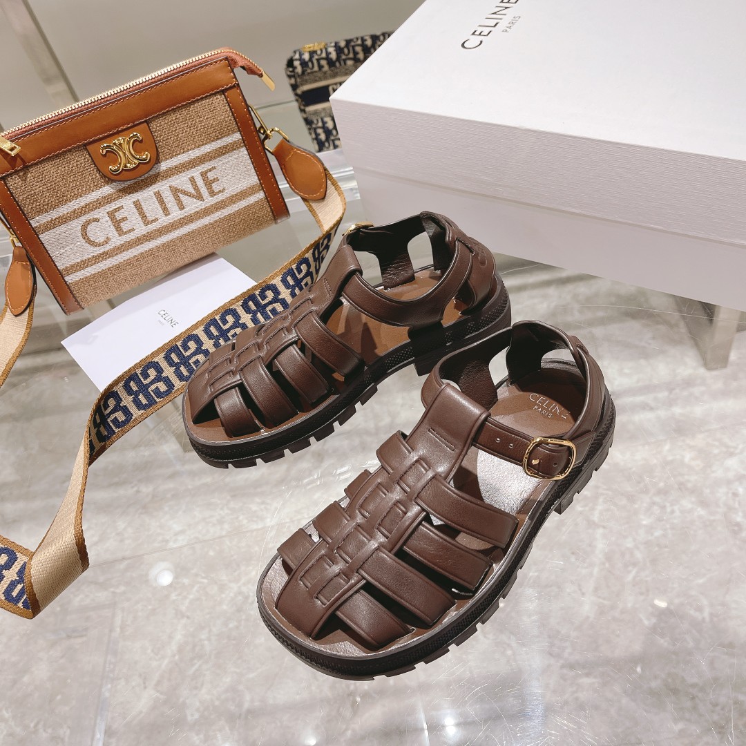 Celine Clea Chunky Sandal  In Calfskin - FashionPlug