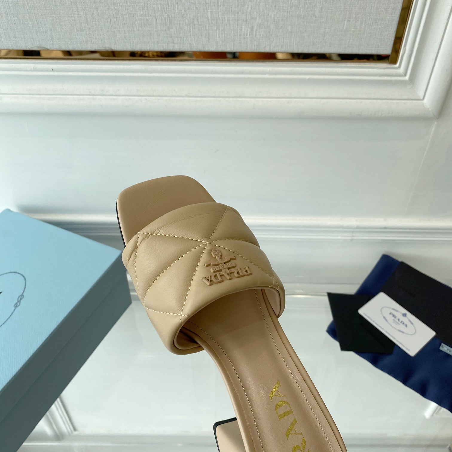 Prada Quilted Nappa Leather Sandals - FashionPlug