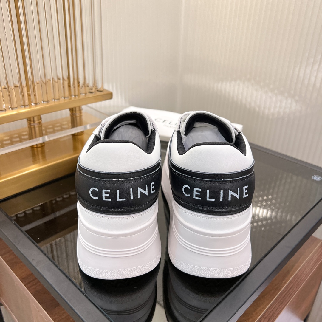 Celine Block Sneakers With Wedge Outsole In Clafskin    - FashionPlug