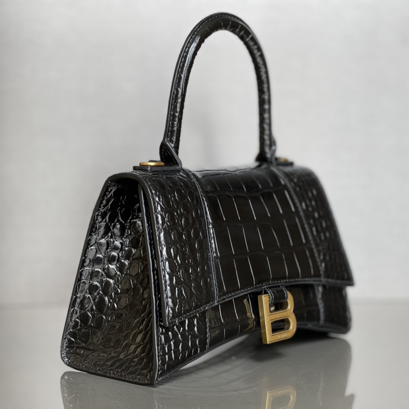 Balenciaga Hourglass Small Handbag In Black  - FashionPlug