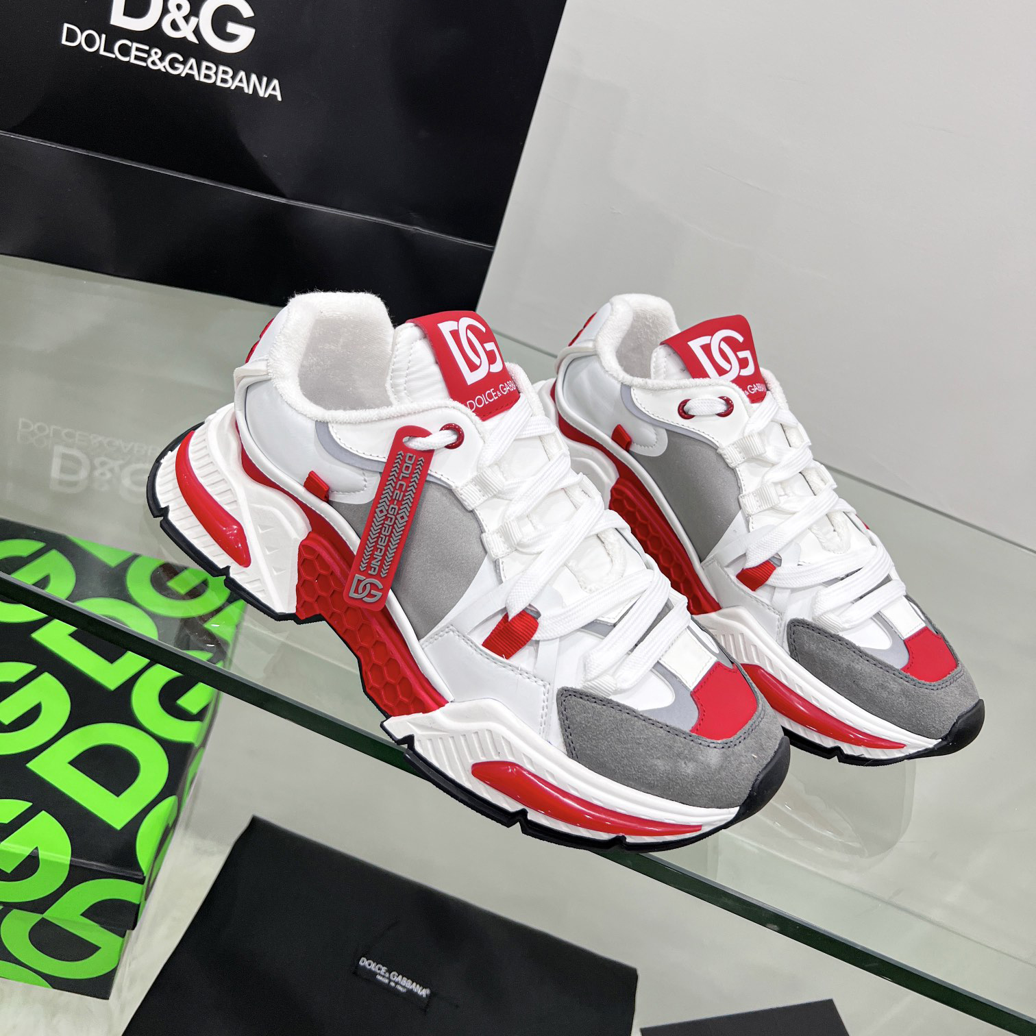 Dolce & Gabbana Mixed-Material Airmaster Sneakers - FashionPlug
