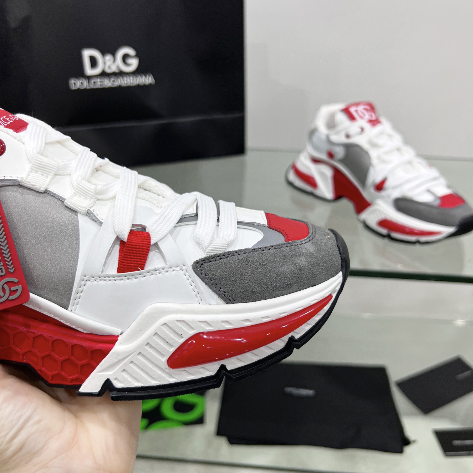 Dolce & Gabbana Mixed-Material Airmaster Sneakers - FashionPlug