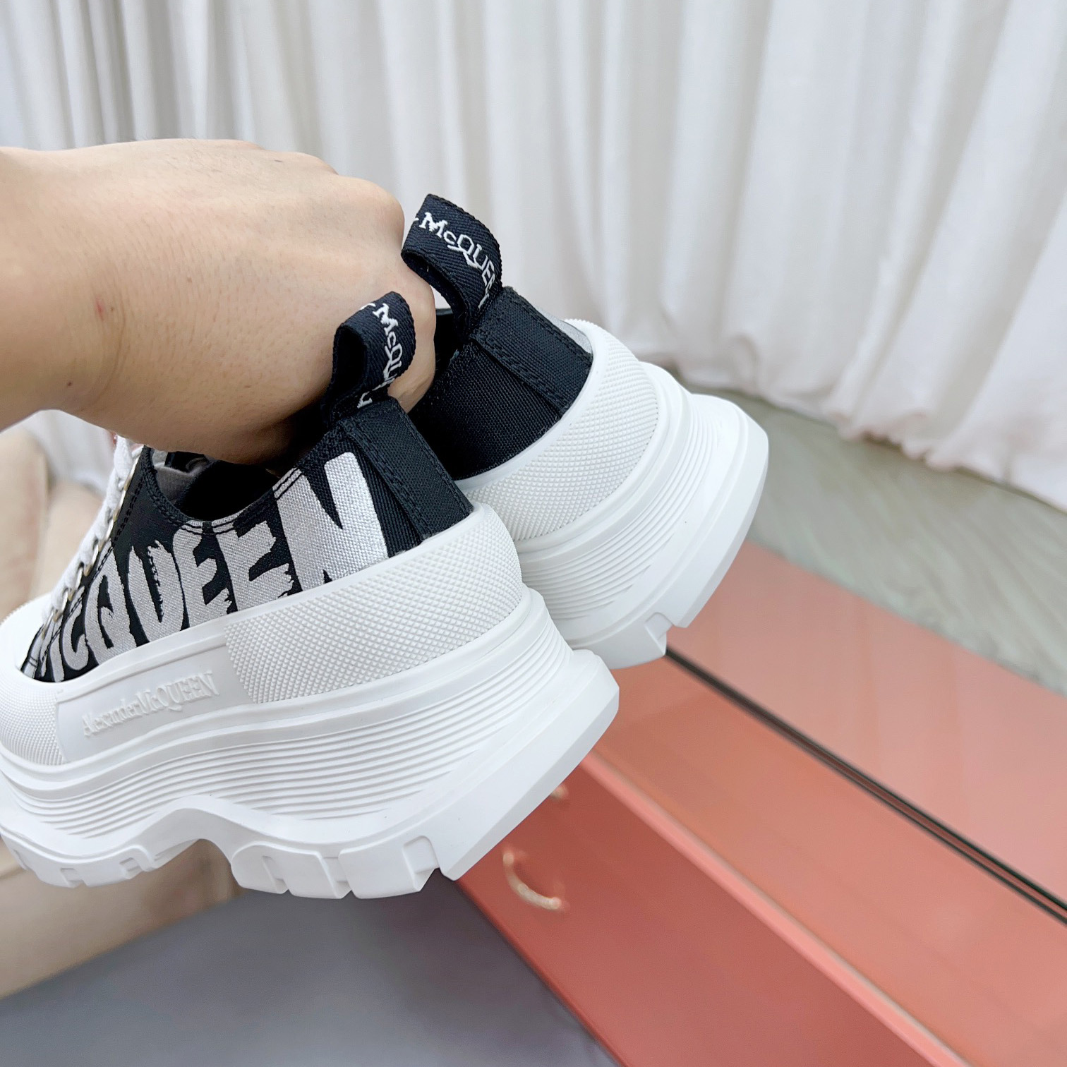 Alexander Mqueen Tread Slick Lace-up In Black - FashionPlug