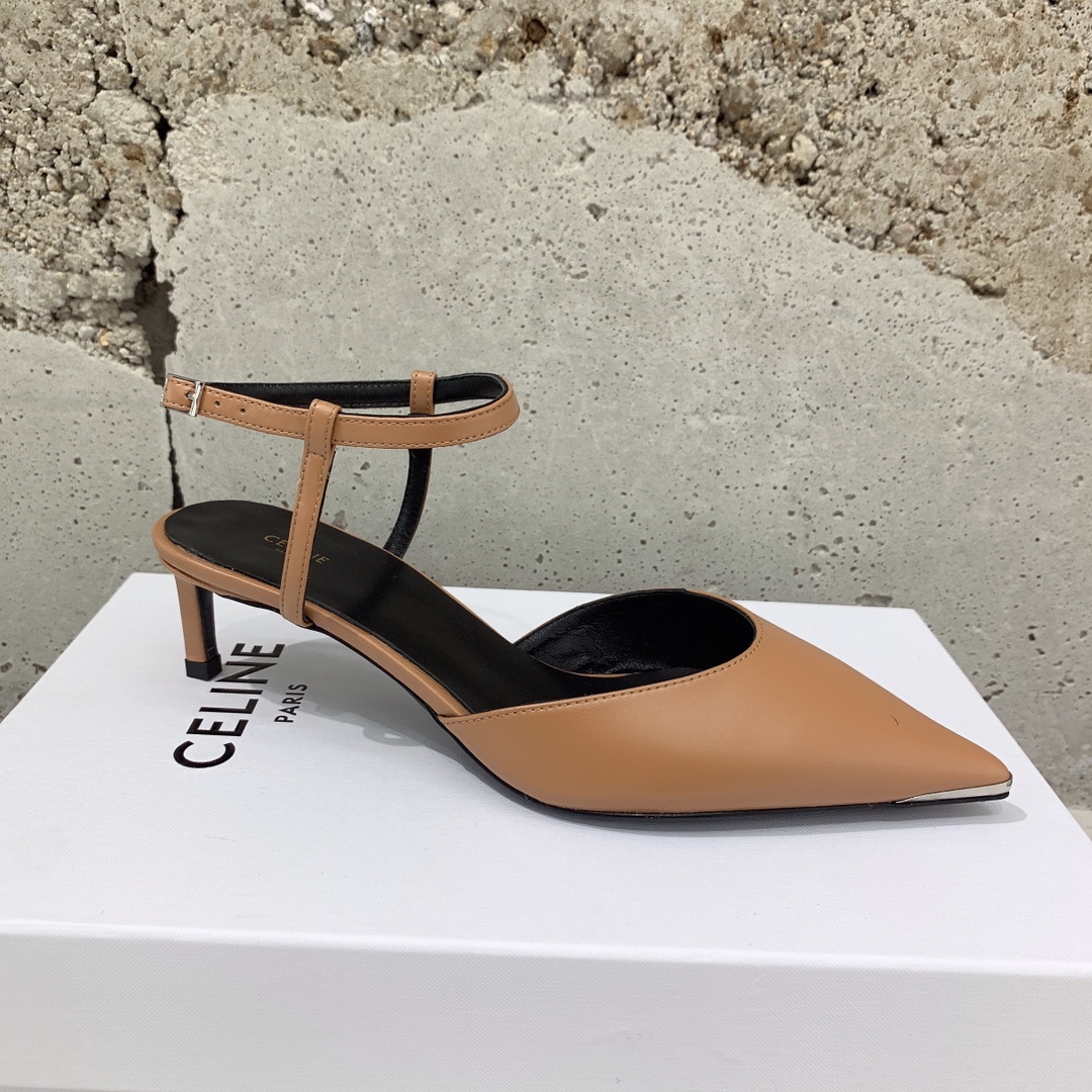 Celine Kitten With Metal Toe In Calfskin - FashionPlug