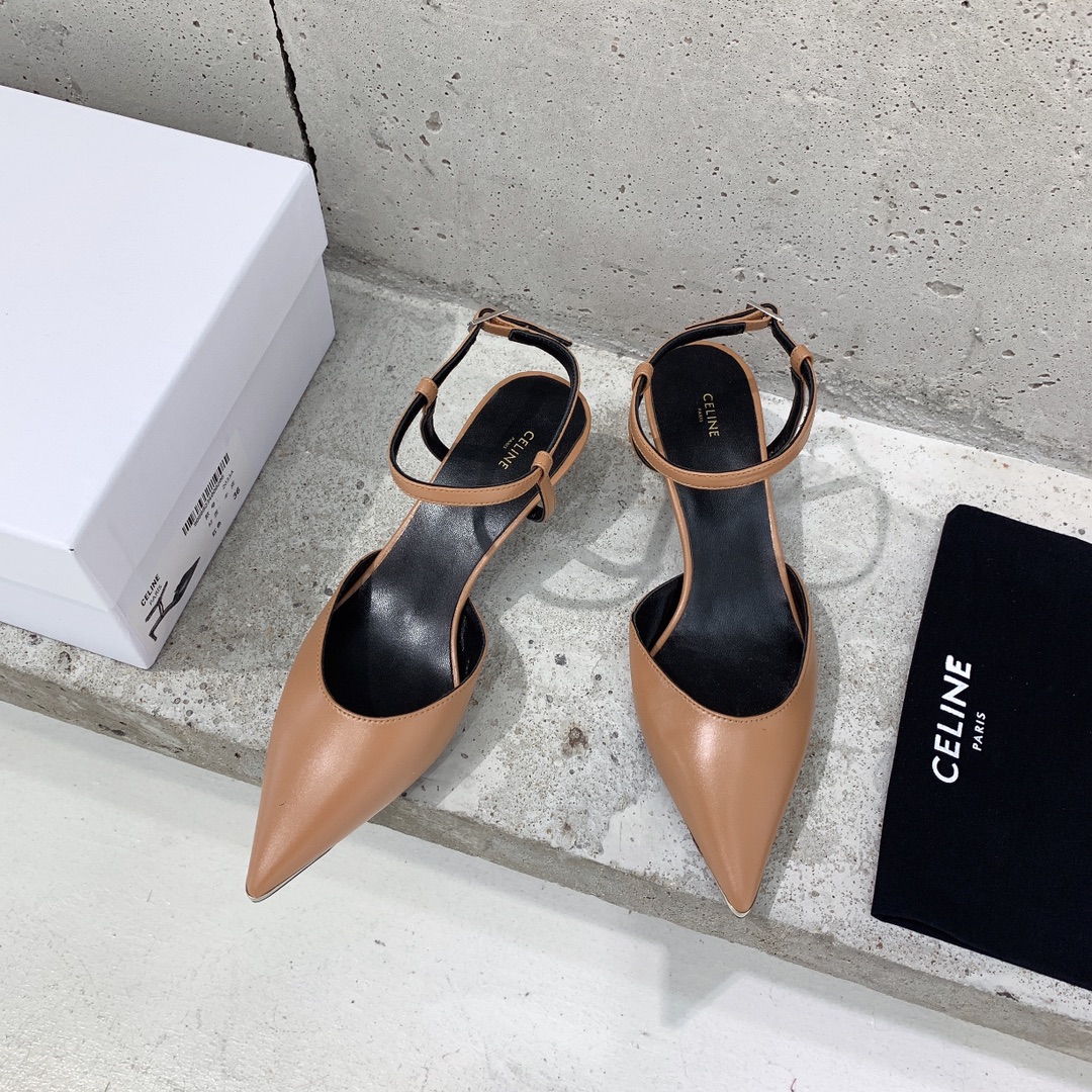 Celine Kitten With Metal Toe In Calfskin - FashionPlug