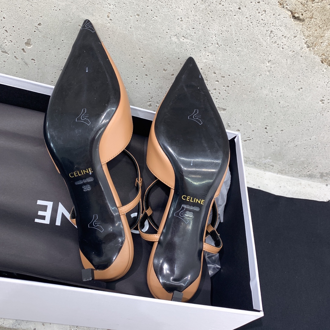 Celine Kitten With Metal Toe In Calfskin - FashionPlug