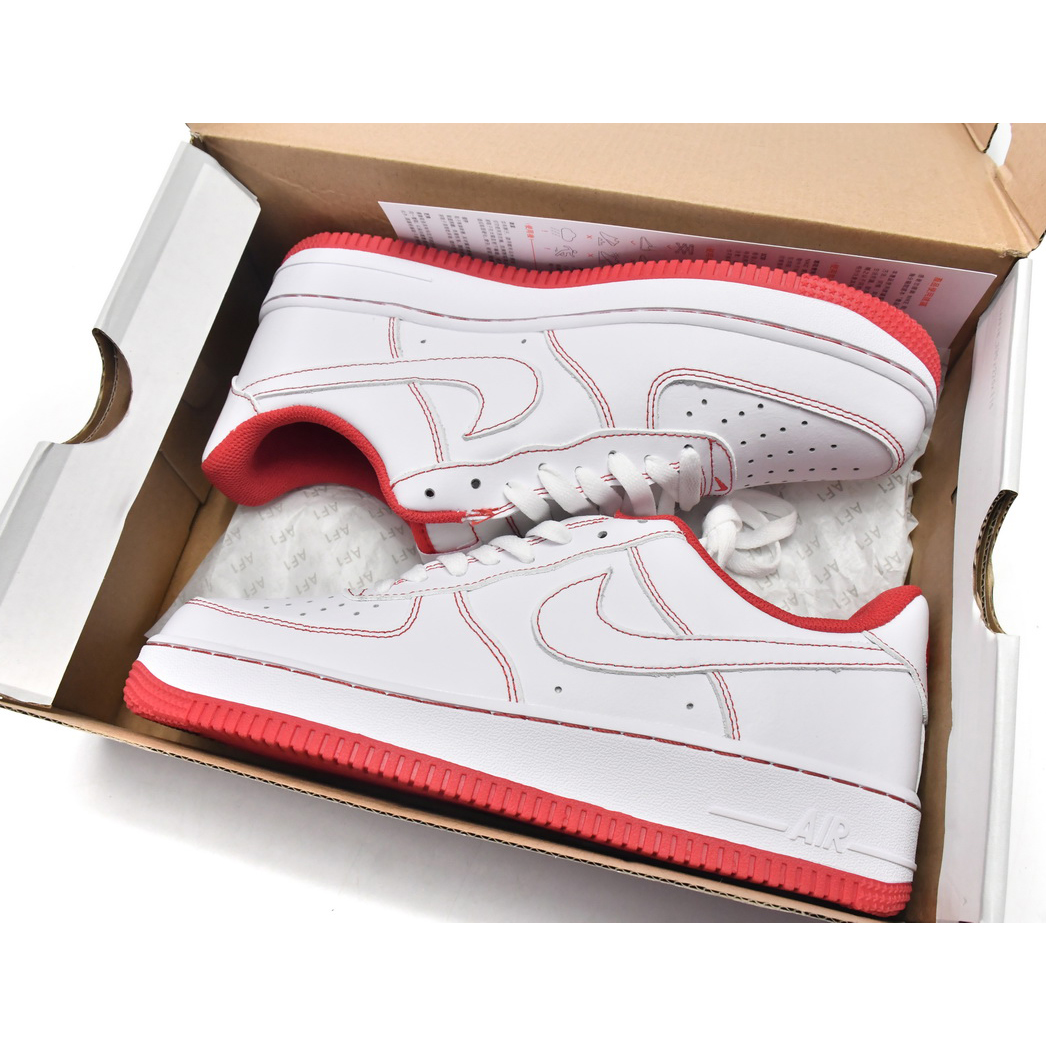 Nike Air Force 1 Low Contrast Stitch Red Sneaker   CV1724-100  - FashionPlug