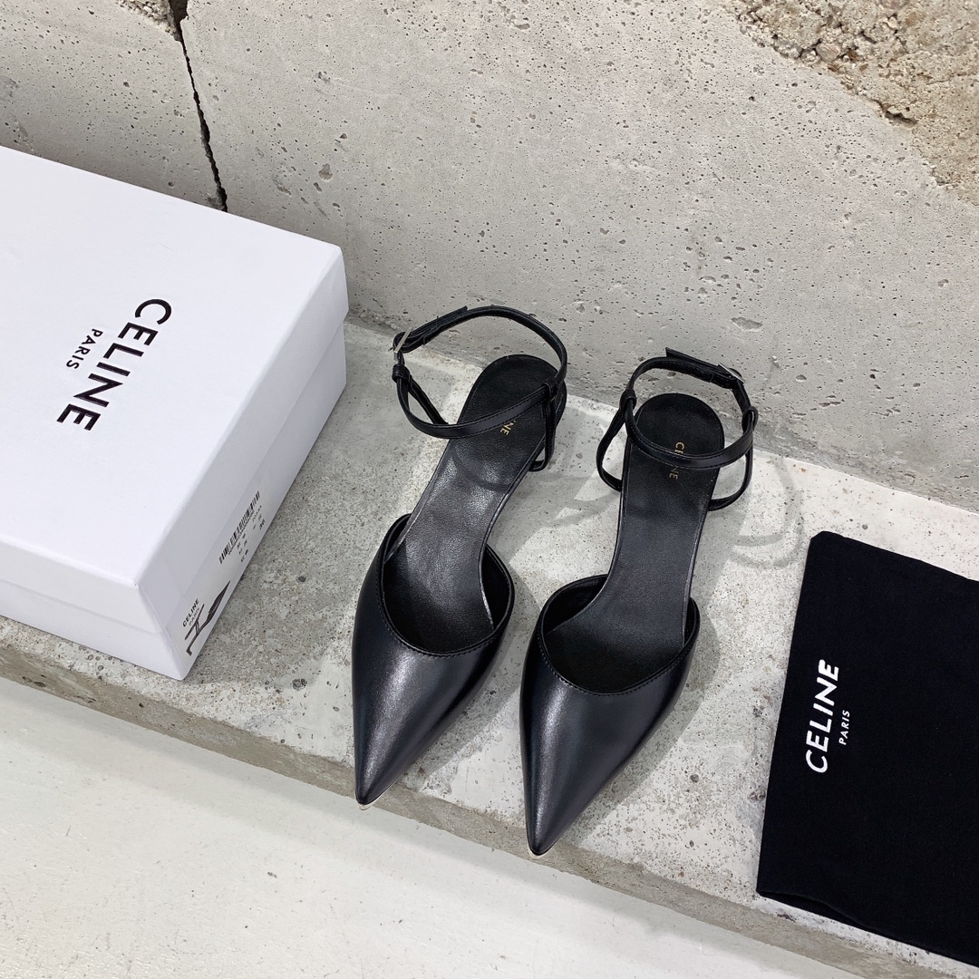 Celine Kitten With Metal Toe In Calfskin - FashionPlug