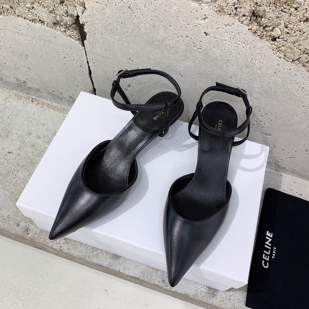 Celine Kitten With Metal Toe In Calfskin - FashionPlug