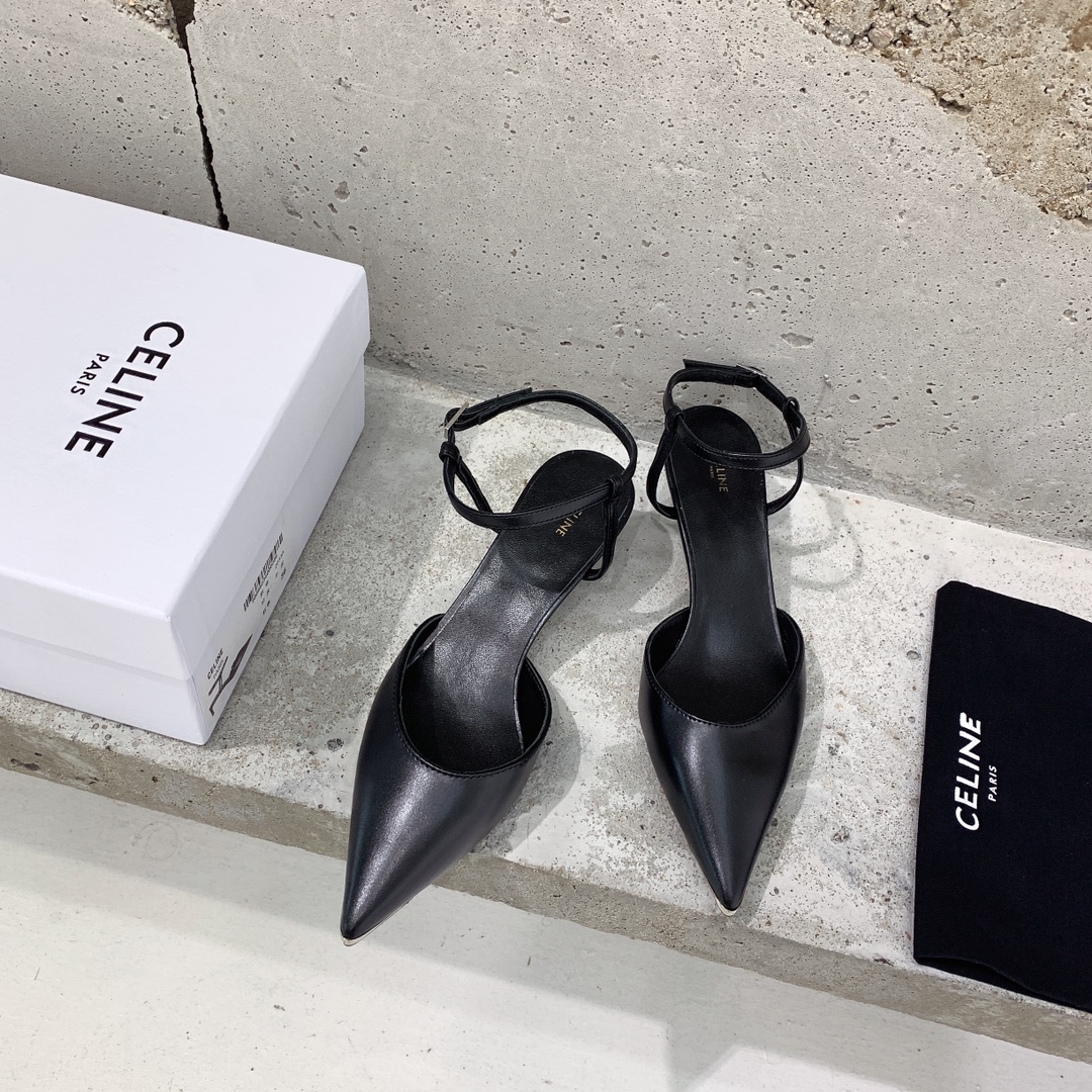 Celine Kitten With Metal Toe In Calfskin - FashionPlug