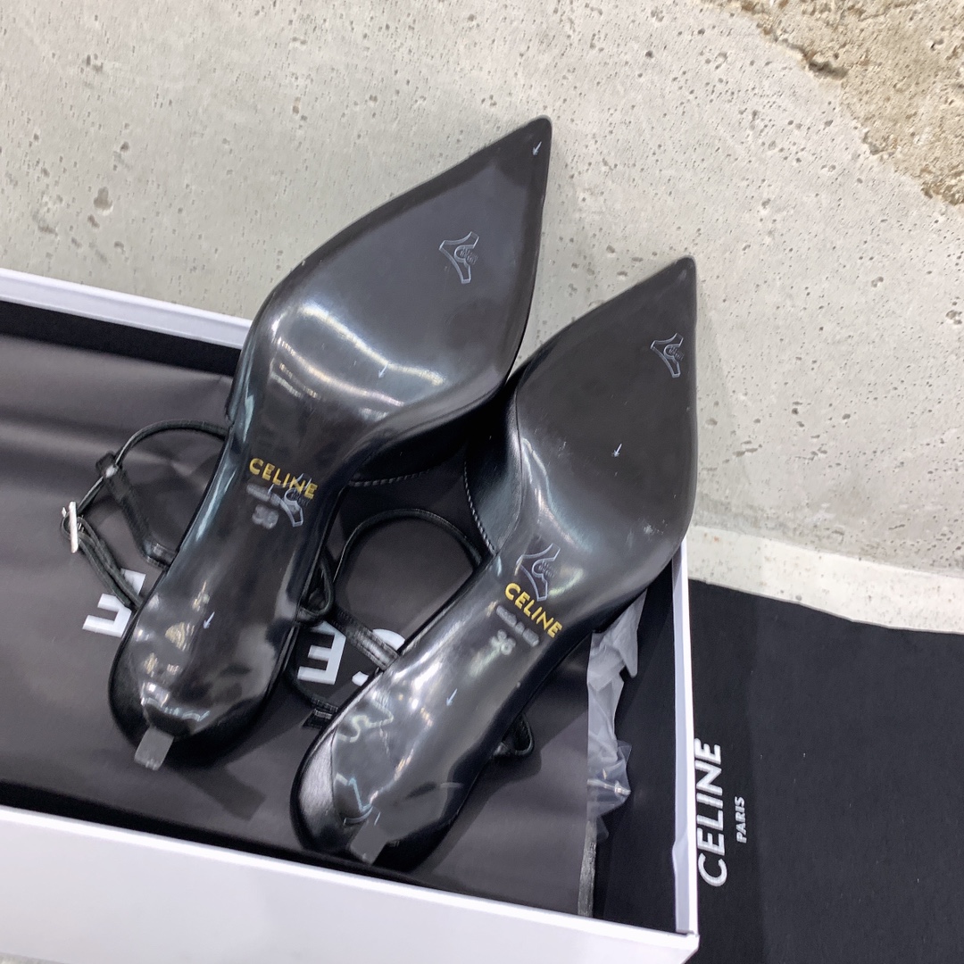 Celine Kitten With Metal Toe In Calfskin - FashionPlug