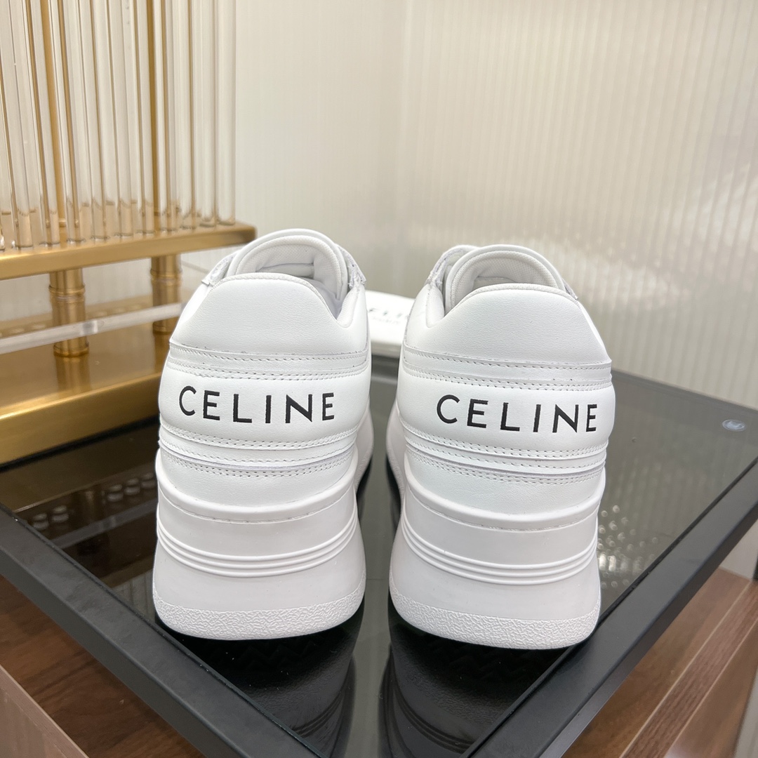 Celine Block Sneakers With Wedge Outsole In Clafskin    - FashionPlug