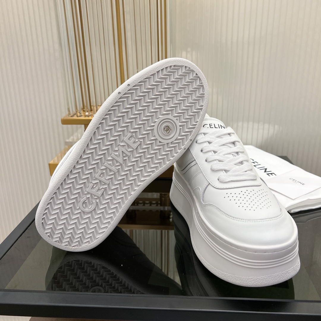 Celine Block Sneakers With Wedge Outsole In Clafskin    - FashionPlug