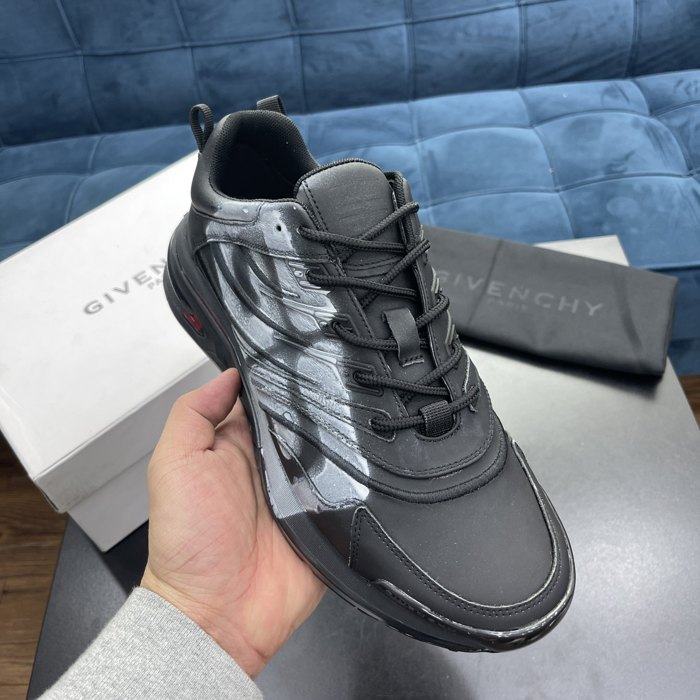 Givenchy Logo Sneakers In Black - FashionPlug