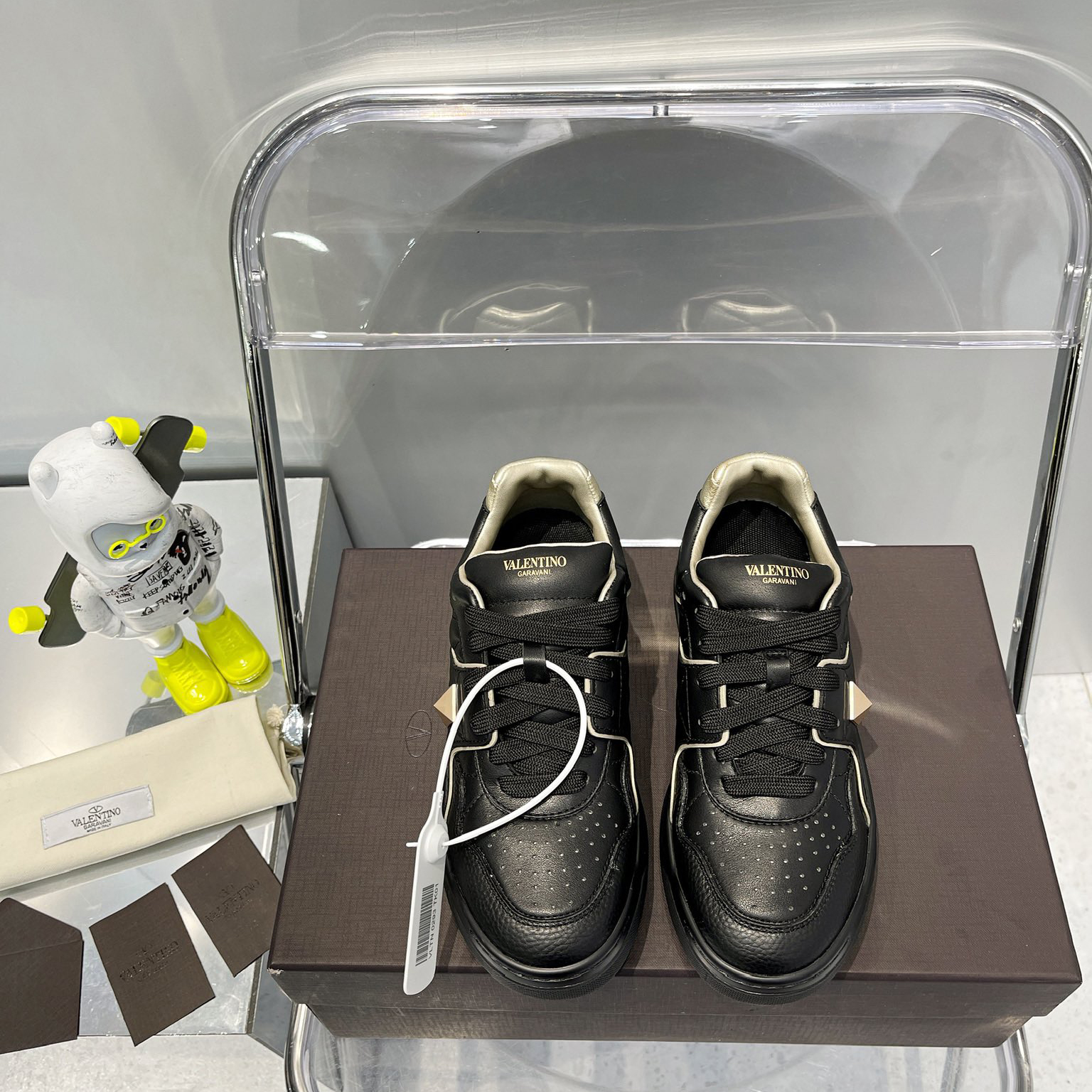 Valenti  One Stud Low-Top Calfskin Sneaker - FashionPlug