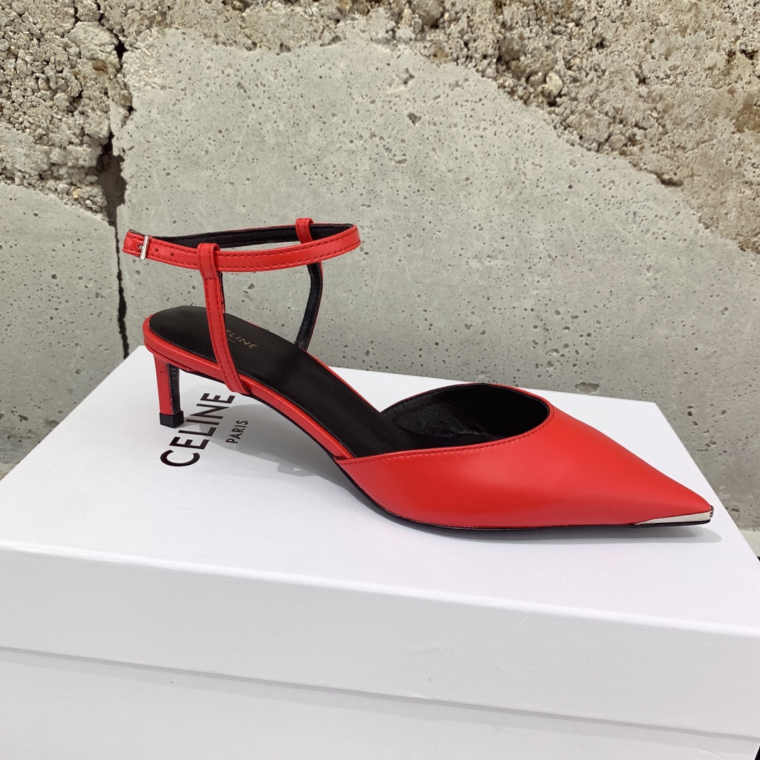 Celine Kitten With Metal Toe In Calfskin - FashionPlug