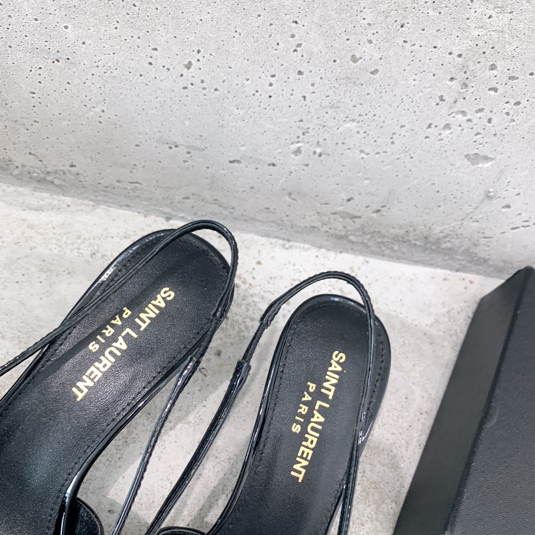 Saint Laurent Blade Slingback Pumps In Patent Leather - FashionPlug