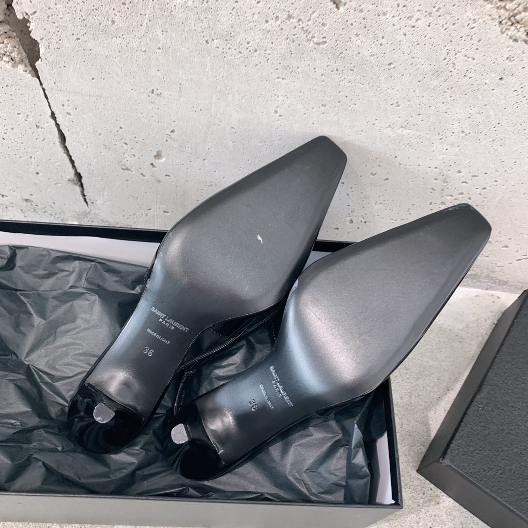 Saint Laurent Blade Slingback Pumps In Patent Leather - FashionPlug