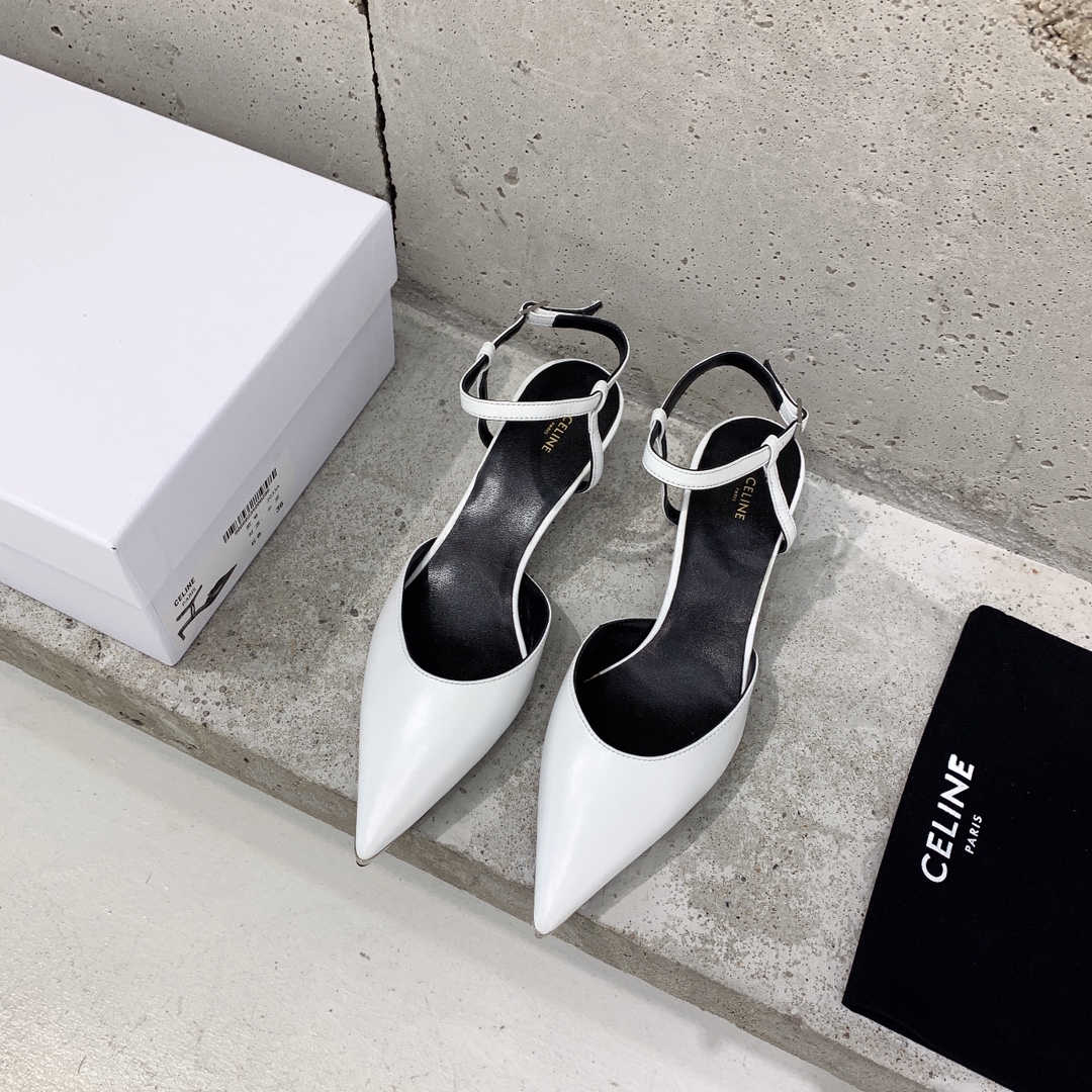 Celine Kitten With Metal Toe In Calfskin - FashionPlug