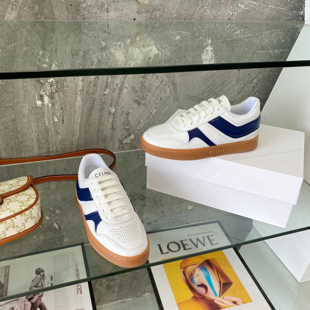 Celine Trainer Low Lace-Up Sneaker In Calfskin - FashionPlug