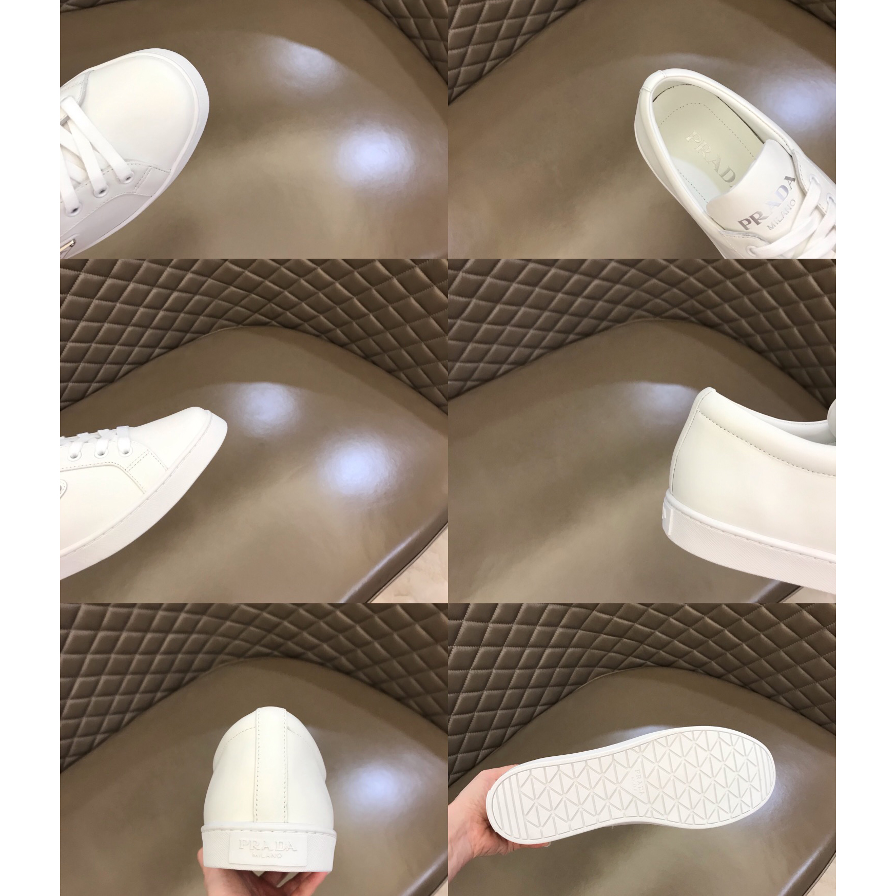 Prada Brushed Leather Sneakers(upon uk size) - FashionPlug