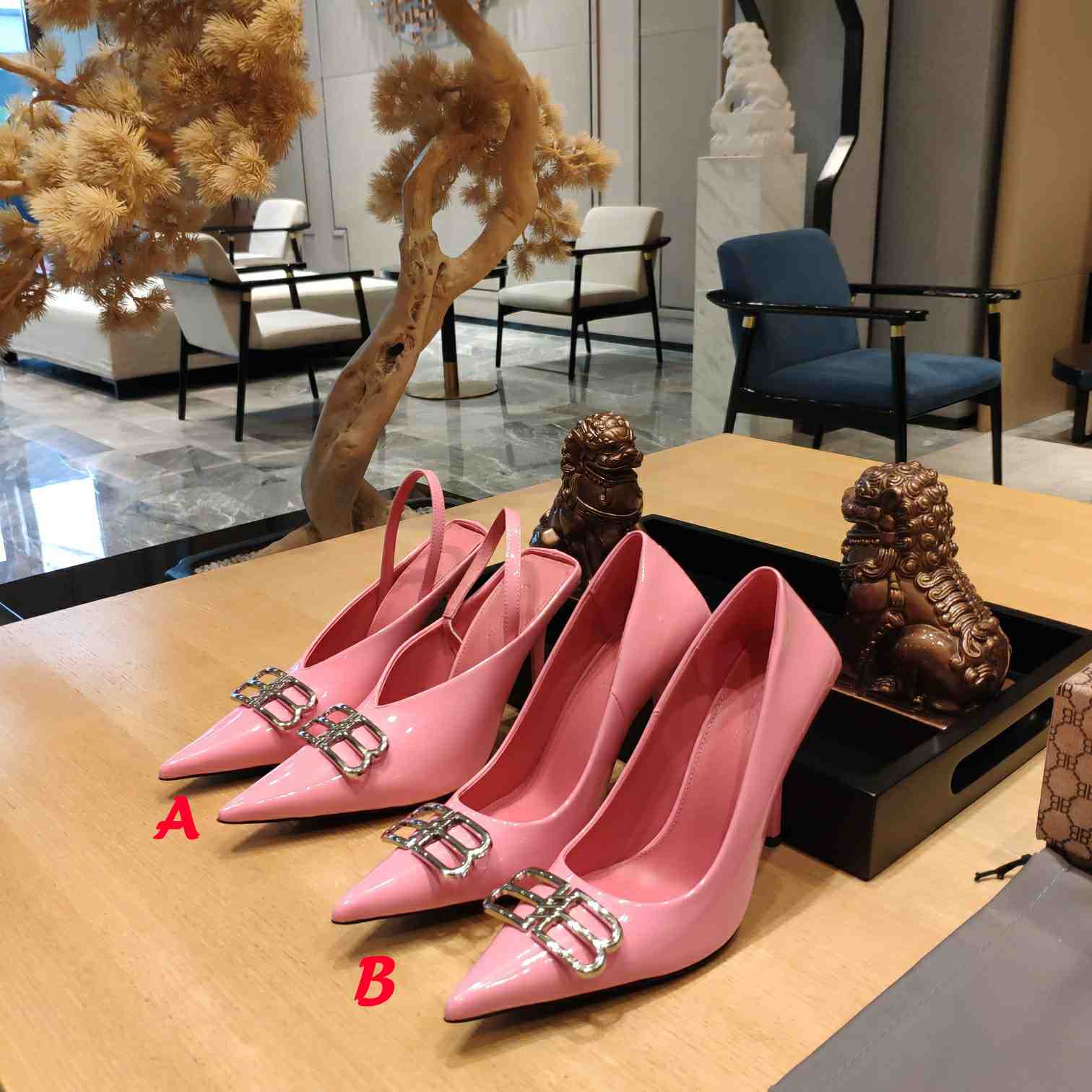 Balenciaga BB Leather Pumps - FashionPlug