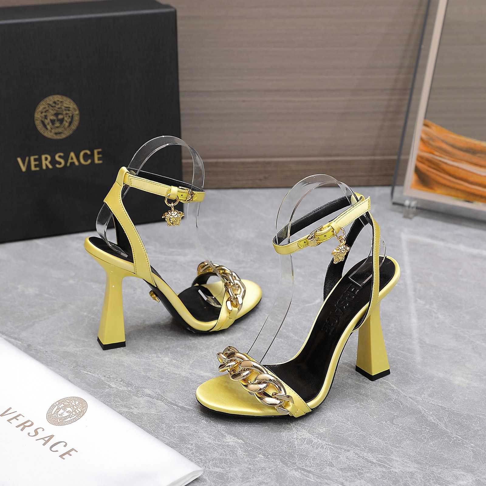 Versace Medusa Chain High Heel Sandals - FashionPlug