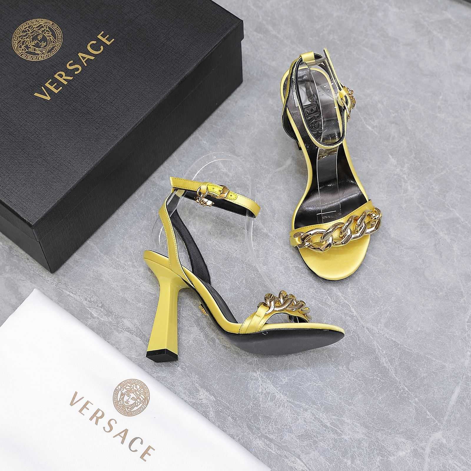 Versace Medusa Chain High Heel Sandals - FashionPlug