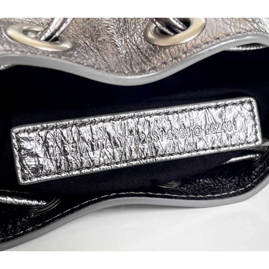 Balenciaga Le Cagole XS Bucket Bag Metallized With Rhinestones - FashionPlug