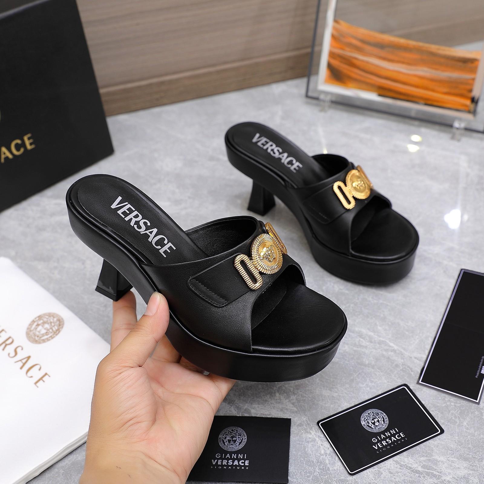 Versace Medusa Biggie Crystal Mules - FashionPlug