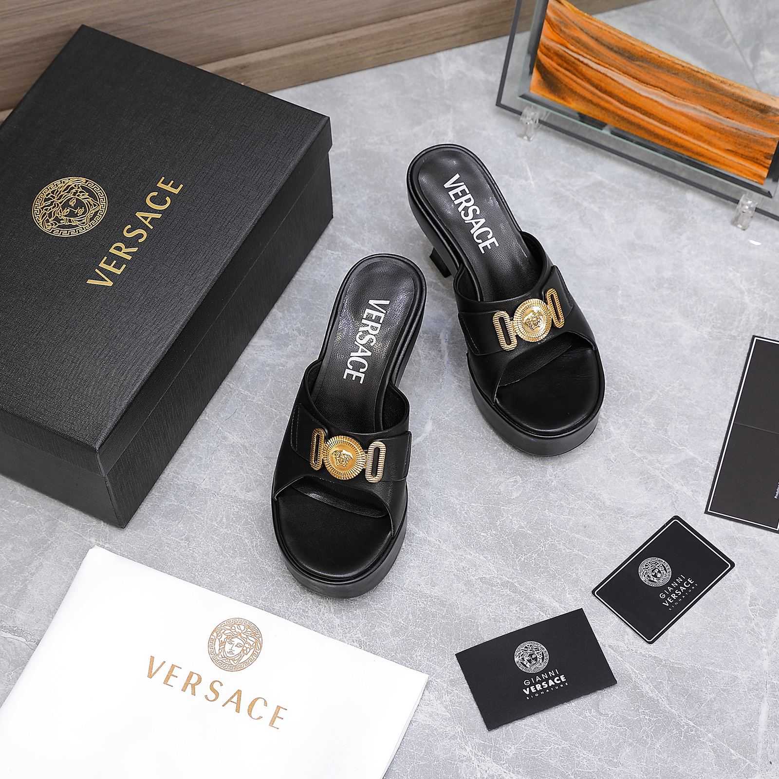 Versace Medusa Biggie Crystal Mules - FashionPlug