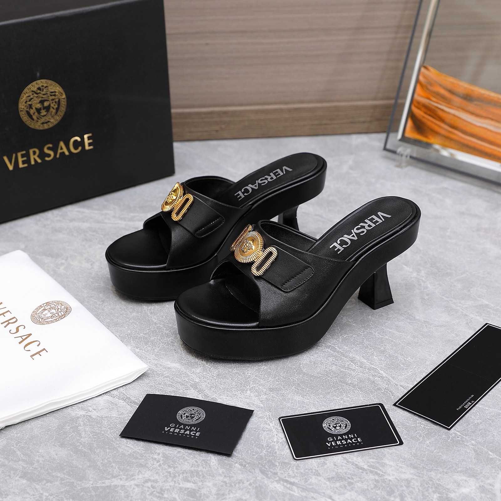 Versace Medusa Biggie Crystal Mules - FashionPlug
