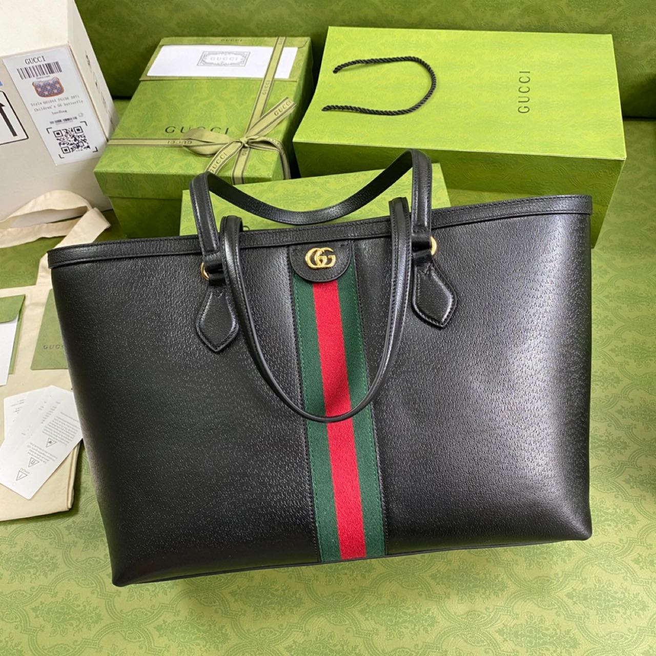 Gucci Ophidia Medium Tote(38-28-14cm) - FashionPlug