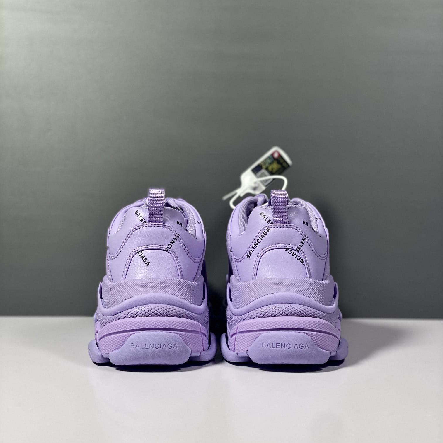 Balenciaga Triple S Sneaker Allover Logo In Light Purple And Black Technical Material - FashionPlug