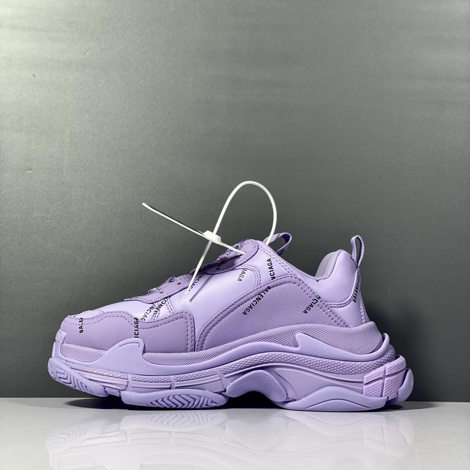 Balenciaga Triple S Sneaker Allover Logo In Light Purple And Black Technical Material - FashionPlug