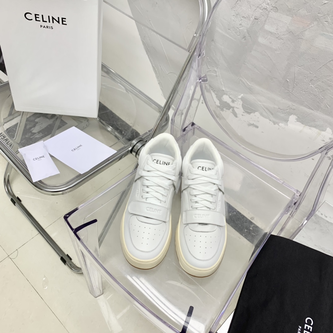 Celine CT-02 Mid Sneaker With Velcro In Calfskin - FashionPlug
