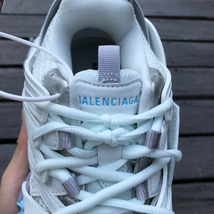 Balenciaga Track Sneaker In White And Pastel Mesh And Nylon - FashionPlug