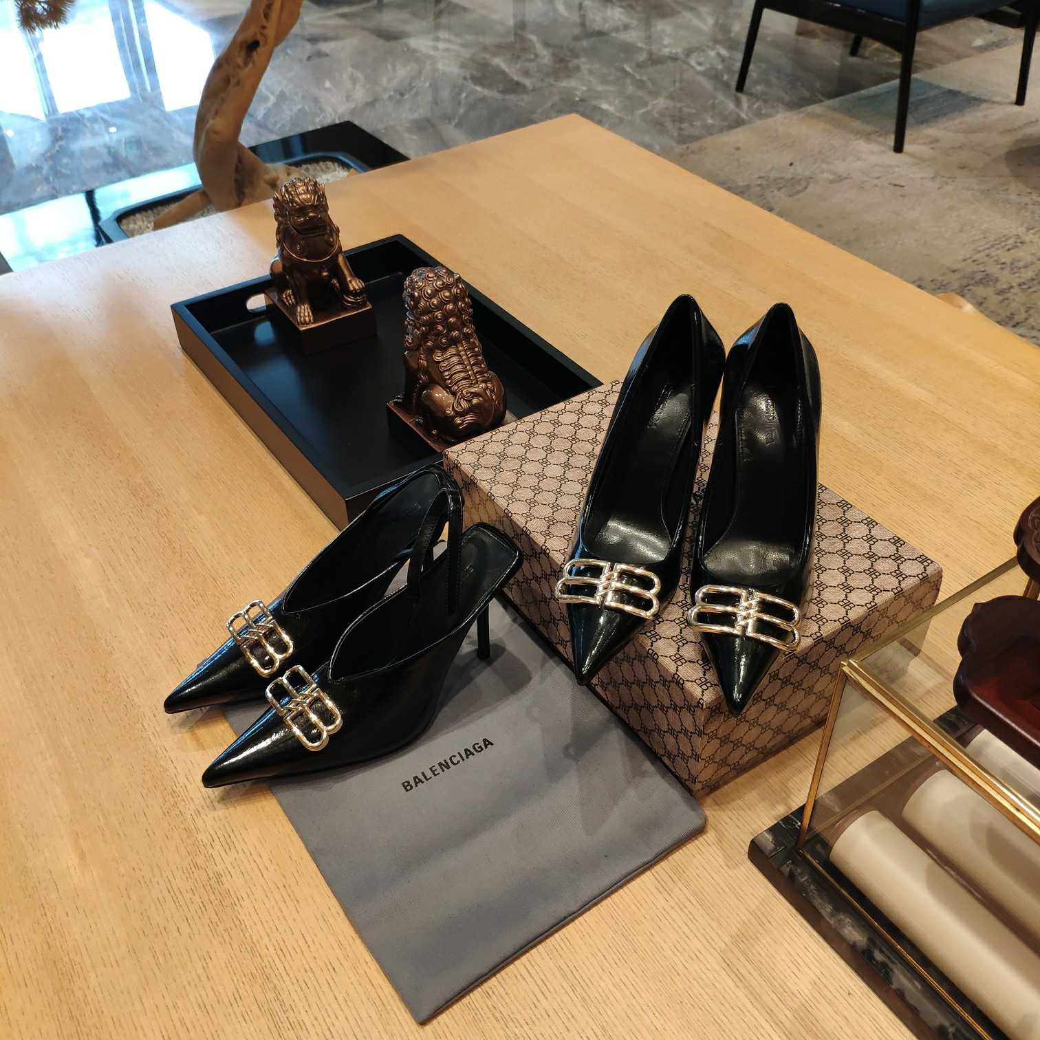 Balenciaga BB Leather Pumps - FashionPlug