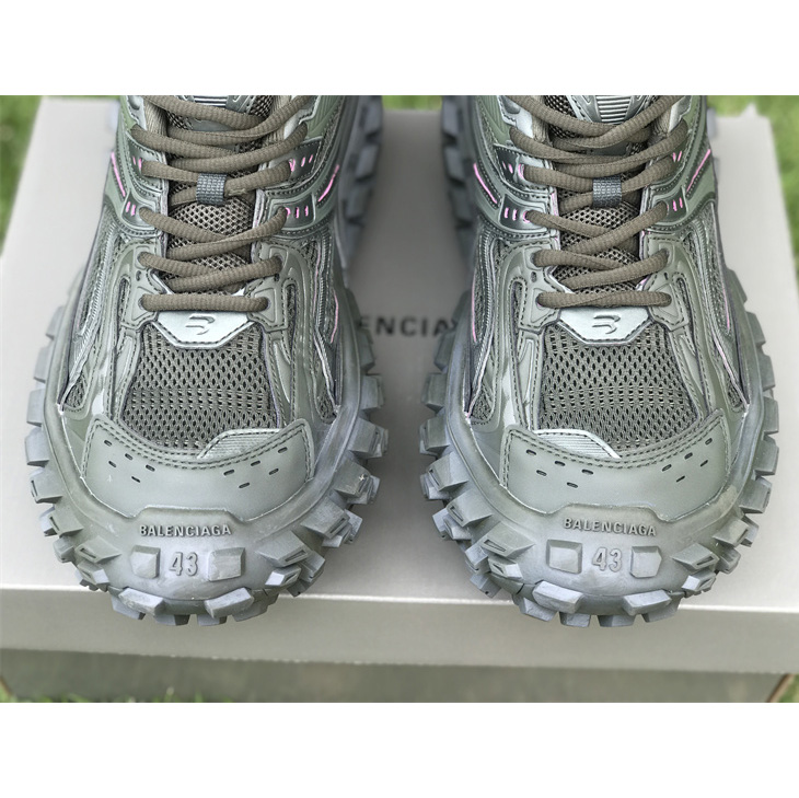 Balenciaga Defender Sneaker In Dark Green Mesh And Nylon - FashionPlug