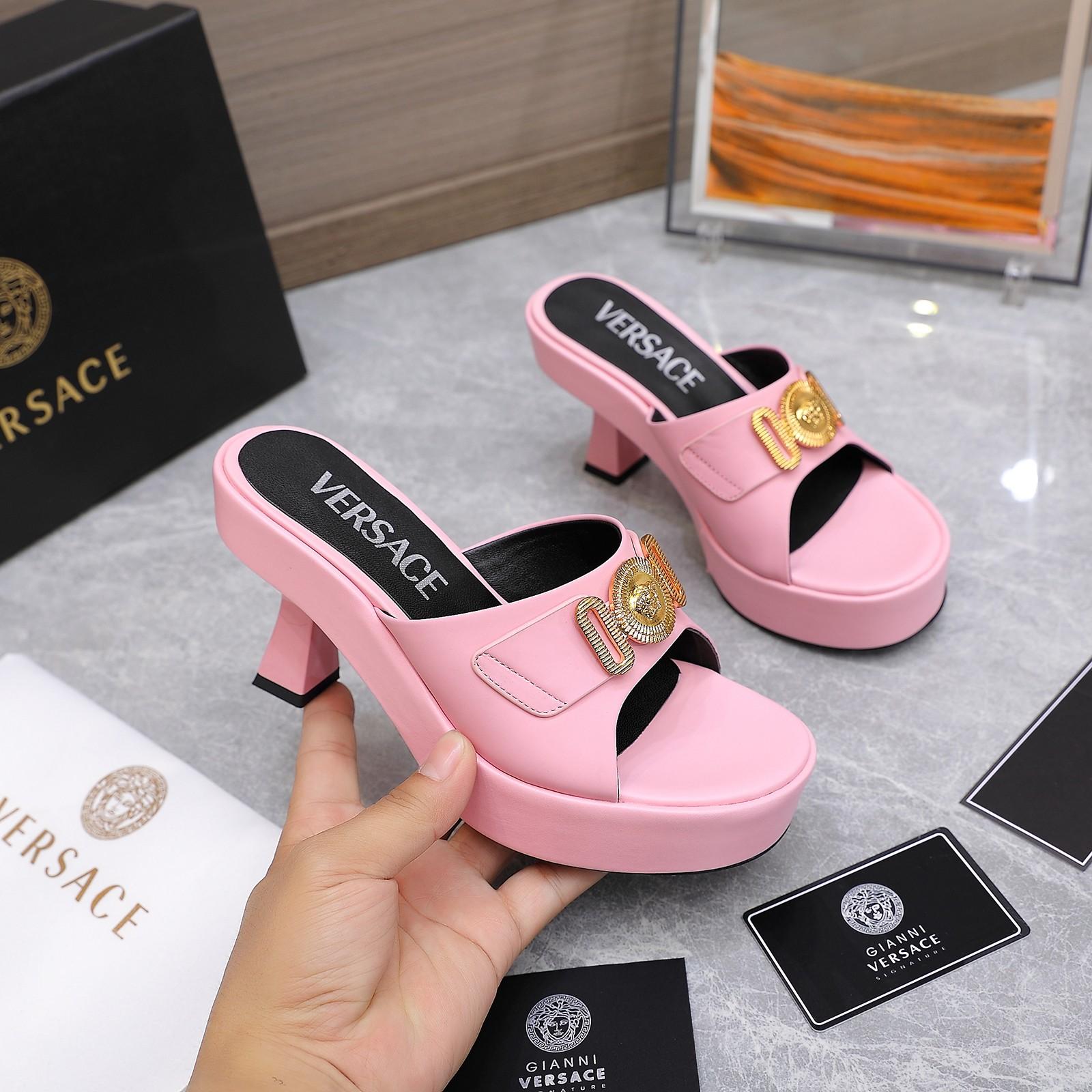 Versace Medusa Biggie Crystal Mules - FashionPlug