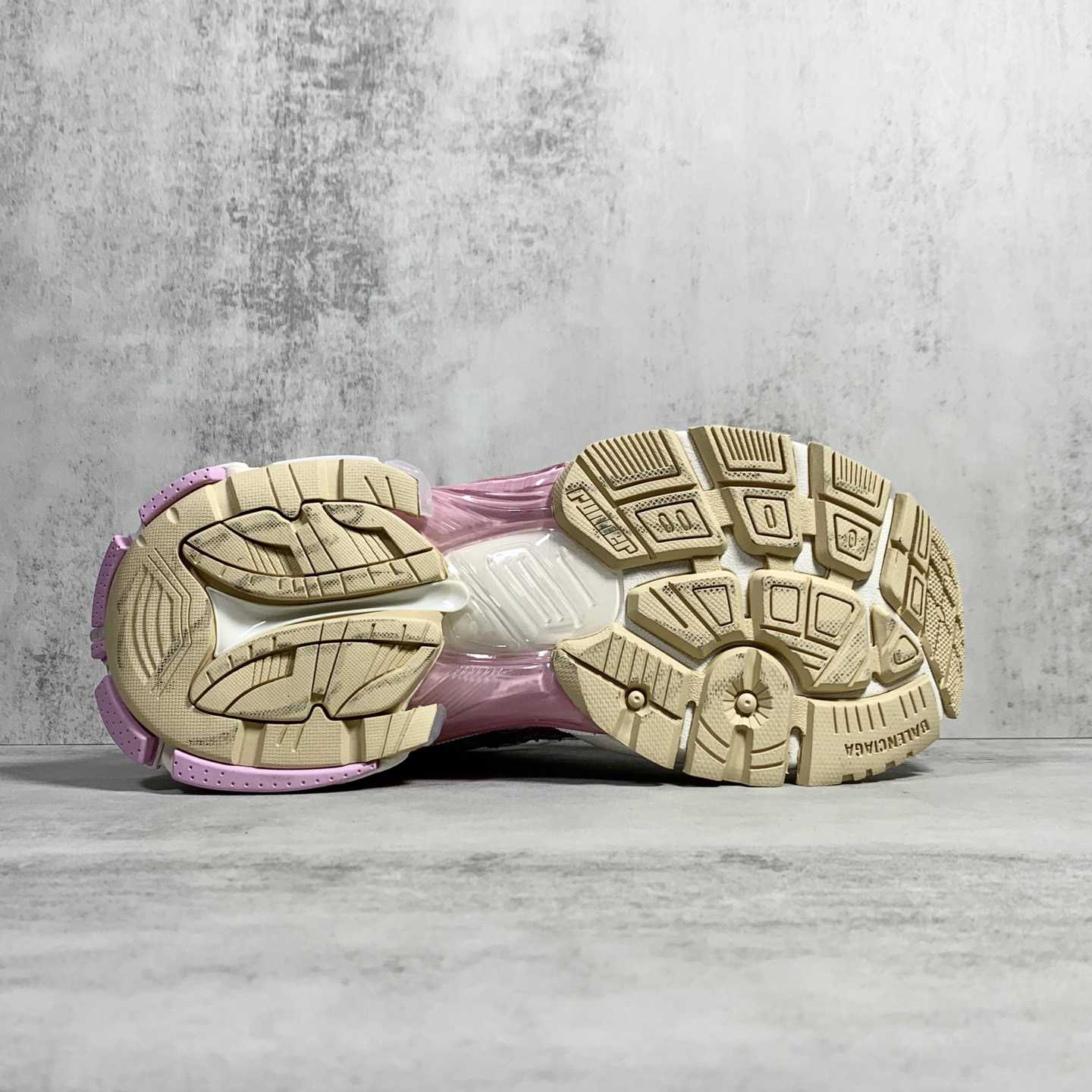 Balenciaga Runner Sneaker In White, Pink, Beige And Black Mesh And Nylon - FashionPlug