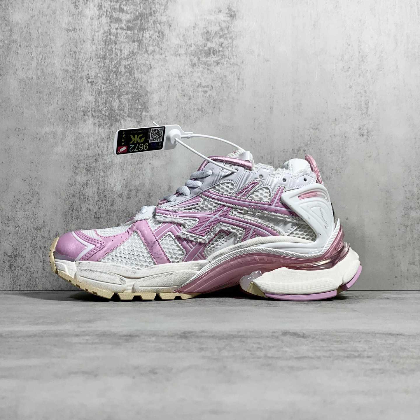 Balenciaga Runner Sneaker In White, Pink, Beige And Black Mesh And Nylon - FashionPlug
