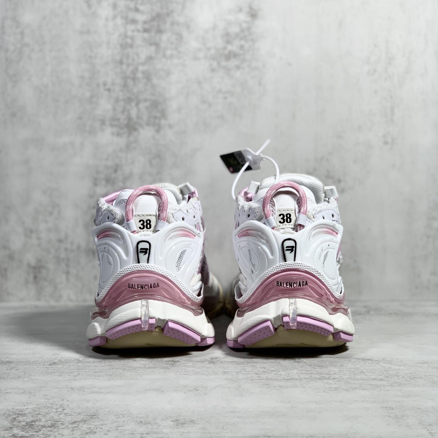 Balenciaga Runner Sneaker In White, Pink, Beige And Black Mesh And Nylon - FashionPlug