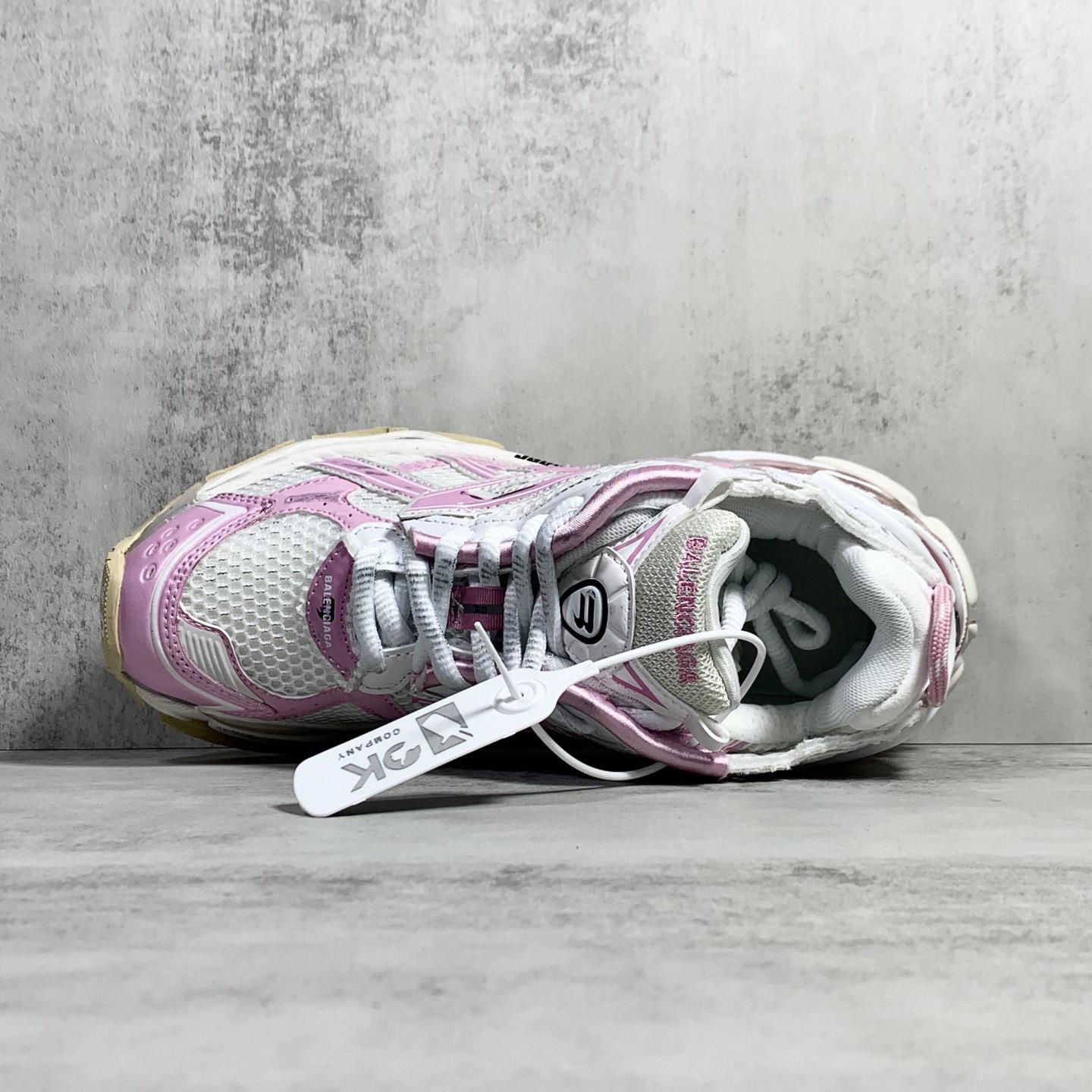 Balenciaga Runner Sneaker In White, Pink, Beige And Black Mesh And Nylon - FashionPlug